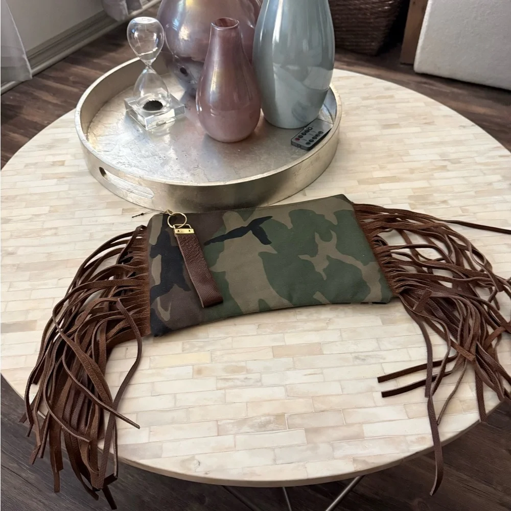 Fringe Camouflage Clutch Bag